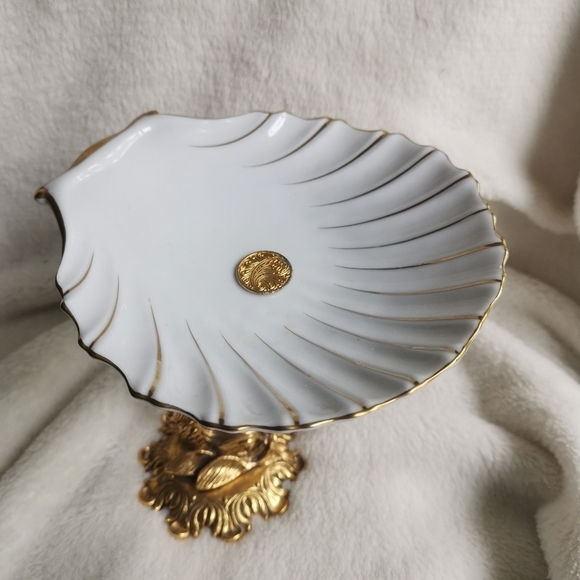 VTG Stylebuilt Accessories NY Dolphin/Koi Scallop Shell Dish Hollywood Regency - Picture 2 of 15